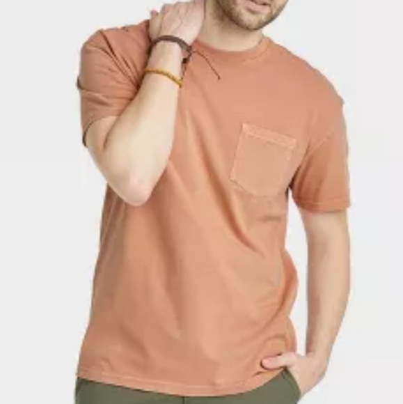 Goodfellow & Co™ Relaxed Fit Short Sleeve Pocket T-Shirt Apricot Orange L - Picture 2 of 7
